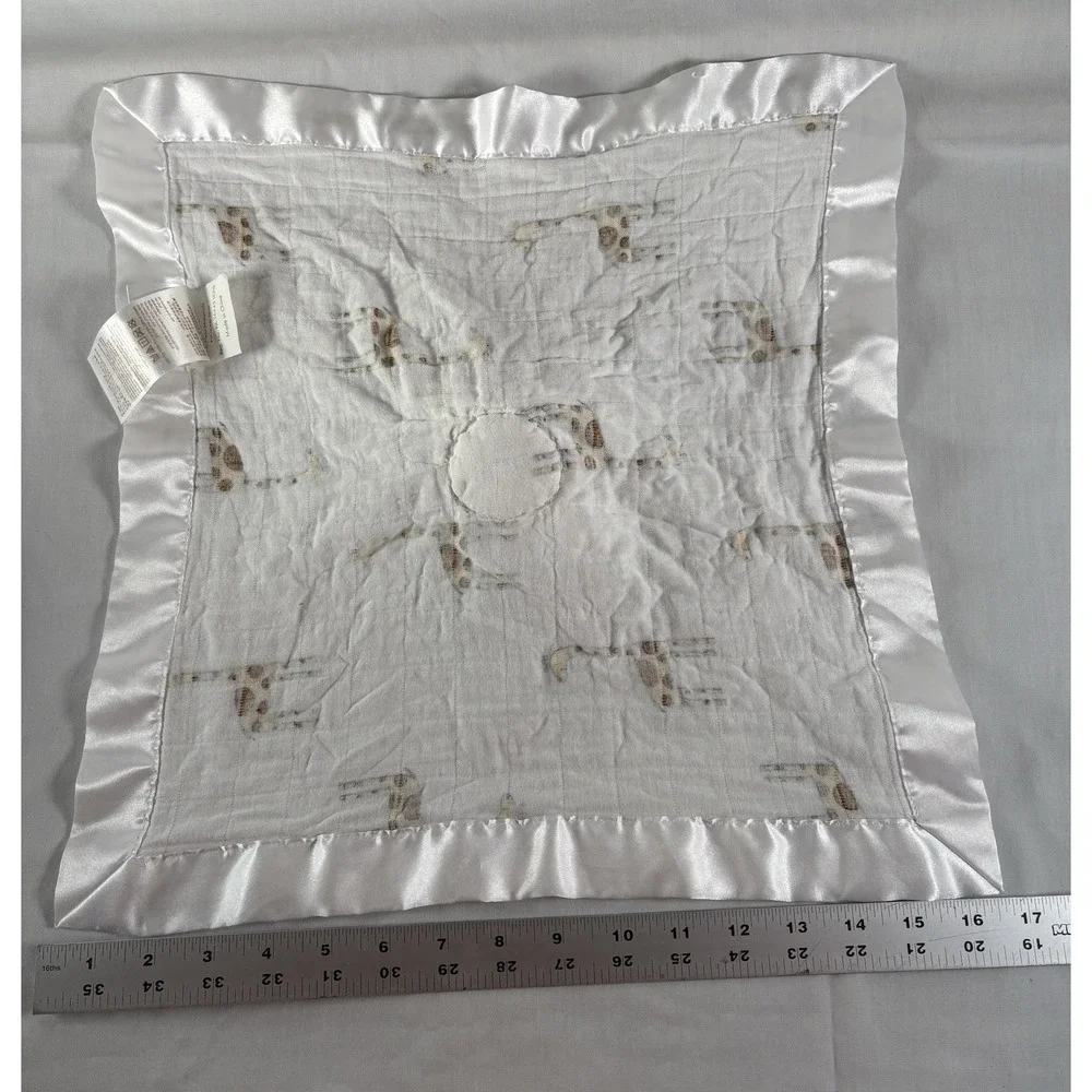 Aden + Anais Lovey Baby Security Blanket Giraffe White Satin Trim Muslin 16.5